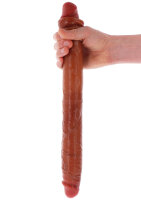 ToyJoy Get Real Silicone Foreskin Double Dong 46 cm Caramel skin tone