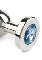 Mr. Steel Jewled Butt Plug Medium Aqua 3 cm