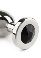 Mr. Steel Jewled Butt Plug Medium Black 3 cm