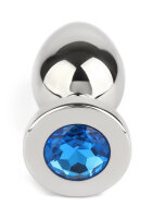 Mr. Steel Jewled Butt Plug Medium Blue 3 cm