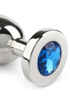Mr. Steel Jewled Butt Plug Medium Blue 3 cm