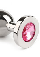 Mr. Steel Jewled Butt Plug Medium Pink 3 cm
