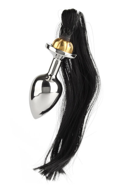 Mr. Steel Black Hair Pony Tail Rosebud Silver 3,8 cm