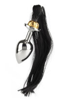 Mr. Steel Black Hair Pony Tail Rosebud Silver 3,8 cm