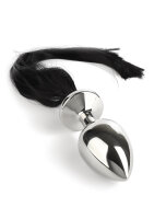 Mr. Steel Black Hair Pony Tail Rosebud Silver 3,8 cm