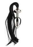 Mr. Steel Black Hair Pony Tail Rosebud Silver 3,8 cm