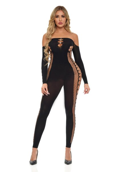 Diamond Drippin Bodystocking Black Onesize - Queensize