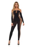Diamond Drippin Bodystocking Black Onesize - Queensize