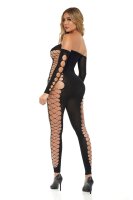 Diamond Drippin Bodystocking Black Onesize - Queensize