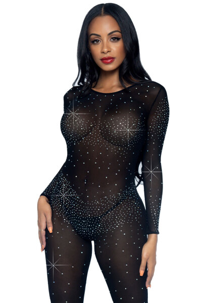 Leg Avenue Sheer Rhinestone Catsuit XS