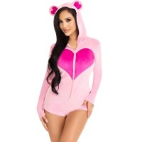 Leg Avenue Costume Teddy Bear Velvet Bodysuit Pink S - M