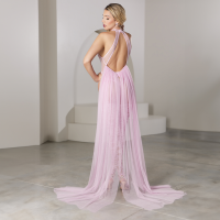 Allure Private Dancer Teddy with Adjustable Garters, Stay Ups and Detachable Chiffon Tulle Pink S - L