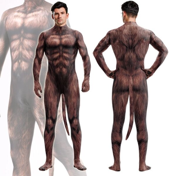 CosplayDogs Werwolf Cosplay-Jumpsuit Braun S -XL