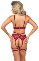 Abierta Fina Strapsset rot S - XL