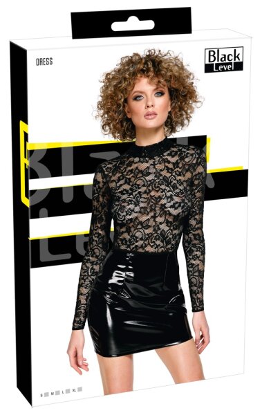 Black Level Lack Kleid mit Spitze S - XL