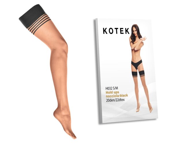 KOTEK Halterlose Strümpfe nocciola-schwarz S/M - L/XL