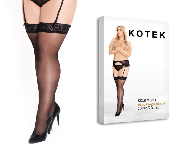 KOTEK Strapsstrümpfe Schwarz XL/2XL - 3XL/4XL