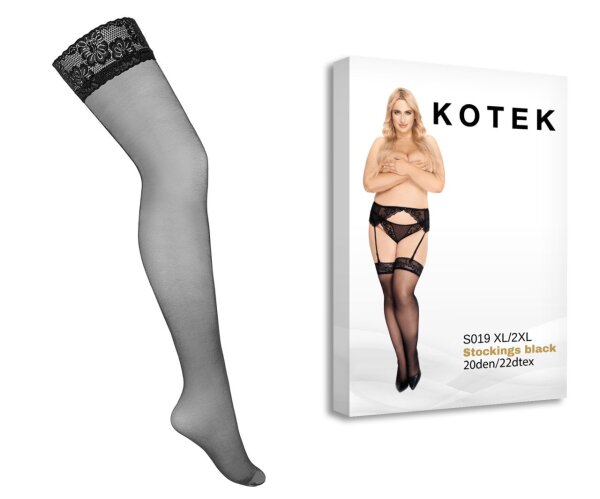 KOTEK Strapsstrümpfe S019 schwarz XL/2XL - 3XL/4XL