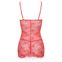 KOTEK Kristinella babydoll & thong red-white S/M - L/XL