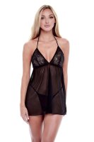 Baci Eco Lace And Mesh Chemise Black S/M - Queensize
