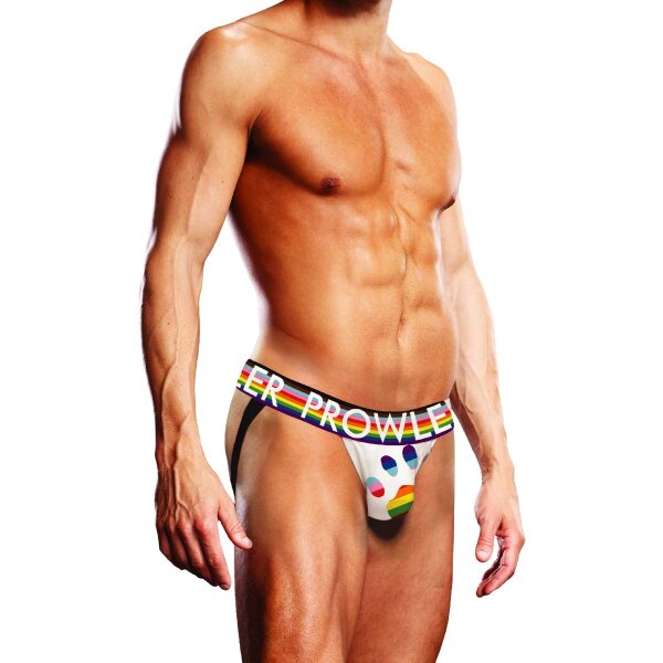 Prowler Rio Jockstrap mit Pfoten Emblem in Regenbogenfarben weiß XS - XXL