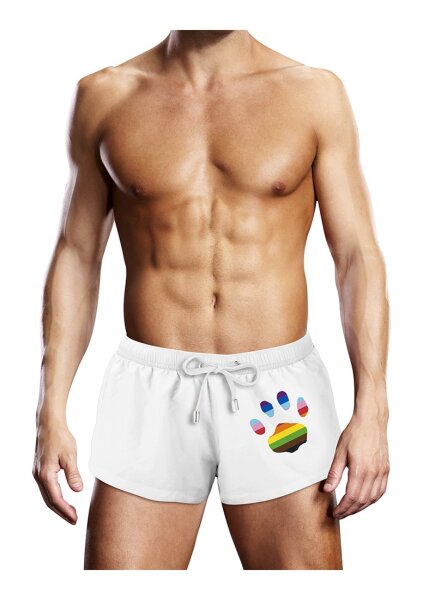 Prowler Badeshorts weiß mit bunten Prowler Tatzenlogo S - XL