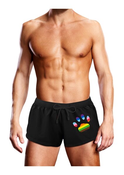 Prowler Badeshorts schwarz mit bunten Prowler Tatzenlogo S - XL