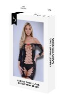 Baci Corset Front Long Sleeve Mini Dress Black Onesize -...