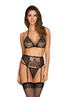 Uniquella Bra, G-Belt, Thong Black S/M - L/XL