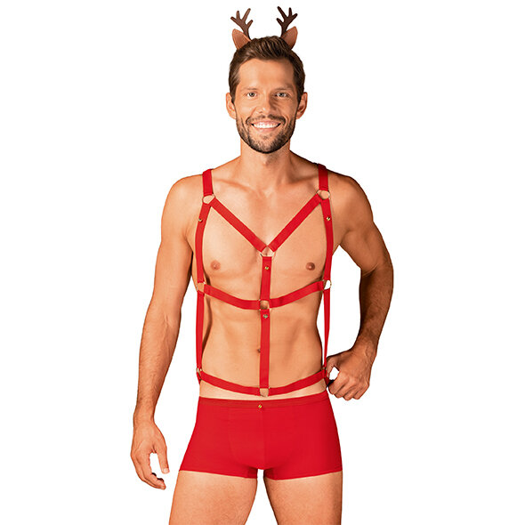 Obsessive Mr Reindy Harness, Shorts, Headband With Horns S/M - L/XL