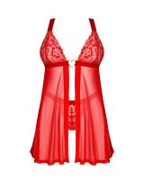 Obsessive Elianes Set Babydoll mit String und Schmuckherz Detail rot, gold XS/S - XL/XXL
