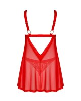 Obsessive Elianes Set Babydoll mit String und Schmuckherz Detail rot, gold XS/S - XL/XXL