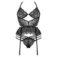 Beauty Night Fashion Lace Temptation corset & thong black S/M - XXL/3XL