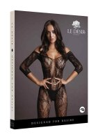 Lace Sleeved Bodystocking - Black Onesize - Queensize