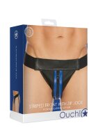 Shots Leder Slip mit Reißverschluss Jock blau S/M -...