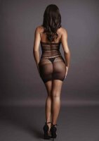 High Lace Neck Net Mini Dress Black Onesize - Queensize