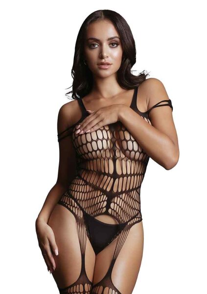 Shredded Bodystocking - Black Onesize - Queensize