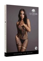 Net High Neck Bodystocking Black - Onesize - Queensize