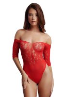 Crotchless Rhinestone Teddy - Red Onesize - Queensize