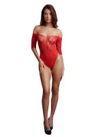 Crotchless Rhinestone Teddy - Red Onesize - Queensize