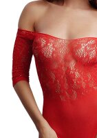 Crotchless Rhinestone Teddy - Red Onesize - Queensize