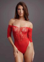 Crotchless Rhinestone Teddy - Red Onesize - Queensize