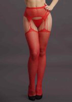 Suspender Rhinestone Pantyhose Red Onesize - Queensize