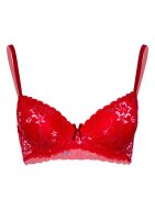 Demi bra with floral lace Red - 75C - 85D