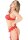 Unlined bra set with garter Red - S/M - L/XL