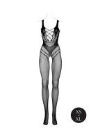 Le Désir Bodystocking with Accentuated Lines Black Onesize - Queensize