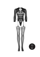 Le Désir Bodystocking with Long Sleeves and Short Turtleneck Black Onesize - Queensize
