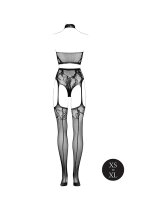 Le Désir Two Piece with Halter Turtleneck and Pantie with Attached Stockings Black Onesize - Queensize