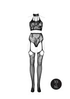 Le Désir Two Piece with Halter Turtleneck and Pantie with Attached Stockings Black Onesize - Queensize