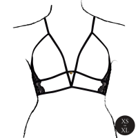 Le Désir Open Cup Triangle Bra with Lace and Adjustable Sliders Black Onesize - Queensize